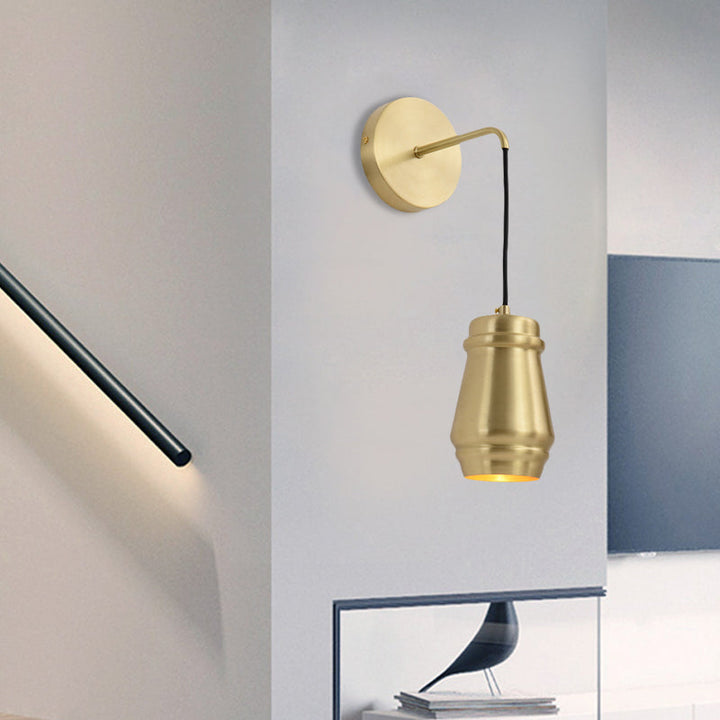Skørter | Gold Finish Bottle Sconces Lamp Minimalistic Brass 1 Light Wall Mount Lamp with Arm