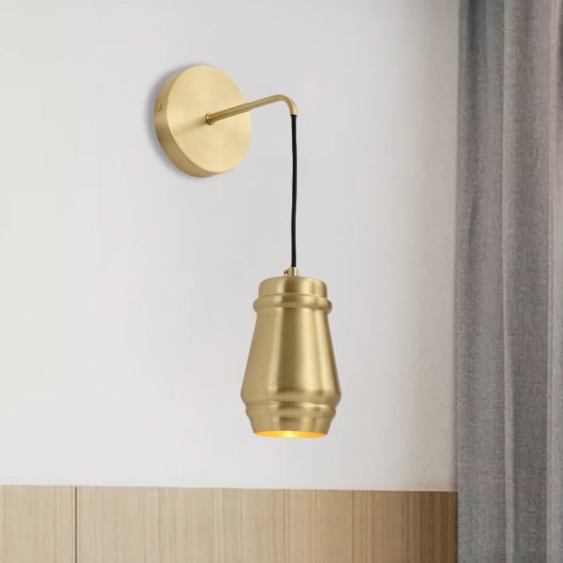 Skørter | Gold Finish Bottle Sconces Lamp Minimalistic Brass 1 Light Wall Mount Lamp with Arm