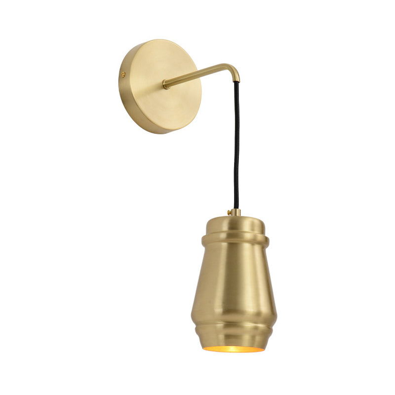 Skørter | Gold Finish Bottle Sconces Lamp Minimalistic Brass 1 Light Wall Mount Lamp with Arm