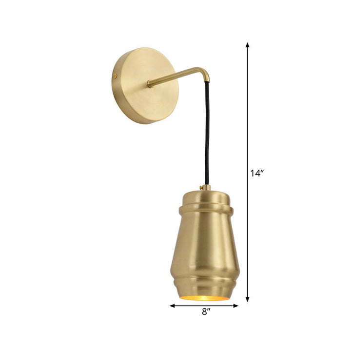 Skørter | Gold Finish Bottle Sconces Lamp Minimalistic Brass 1 Light Wall Mount Lamp with Arm