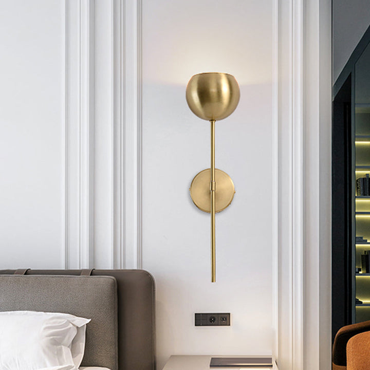 Skørter | Gold Dome Wall Sconce Modernist Brass 1 Bulb Wall Light with Pencil Arm