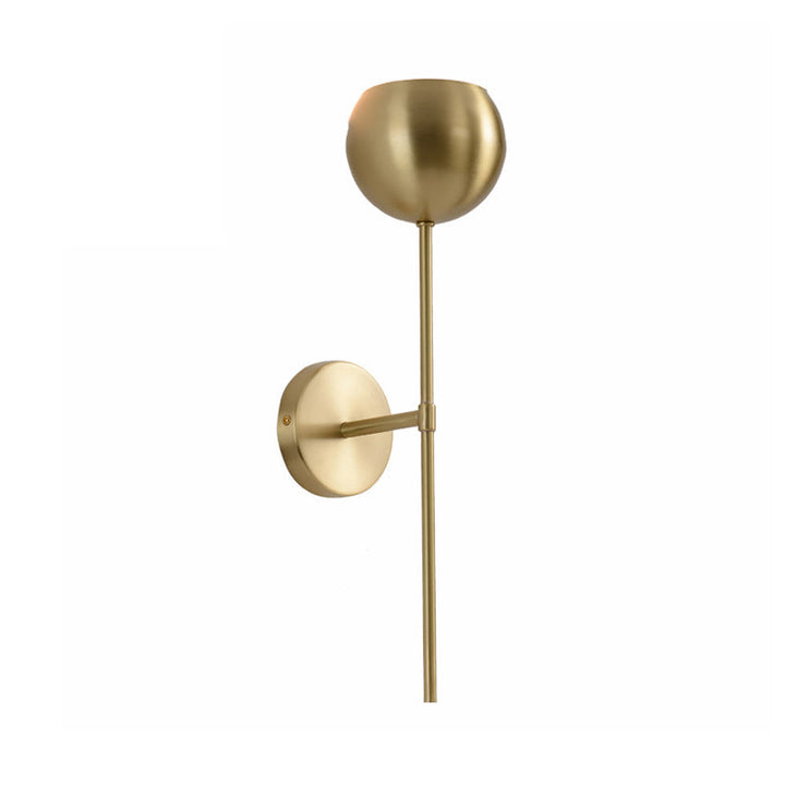 Skørter | Gold Dome Wall Sconce Modernist Brass 1 Bulb Wall Light with Pencil Arm