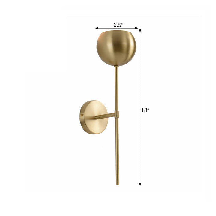 Skørter | Gold Dome Wall Sconce Modernist Brass 1 Bulb Wall Light with Pencil Arm