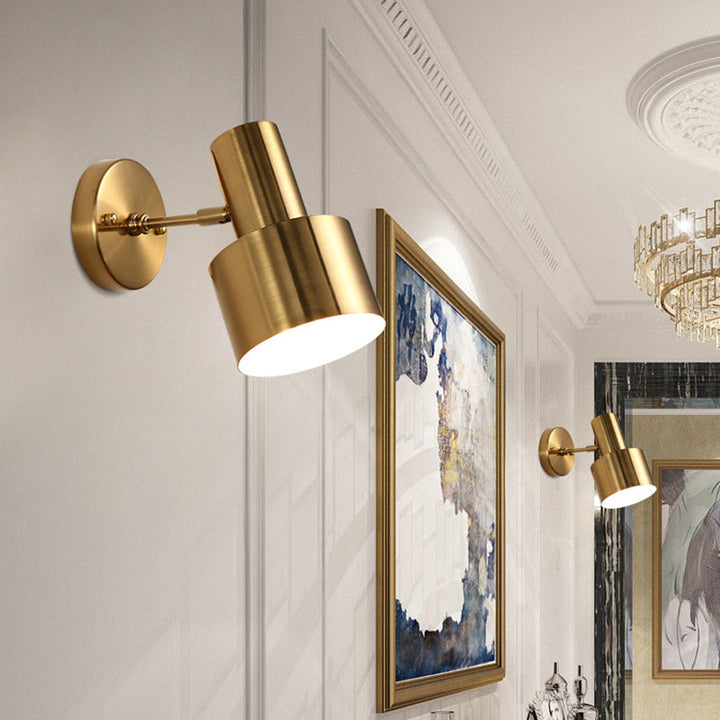 Skørter | Adjustable 1 Head Mini Wall Lamp Simple Gold Finish Iron Round Wall Spotlight, 5"/5.5" Wide