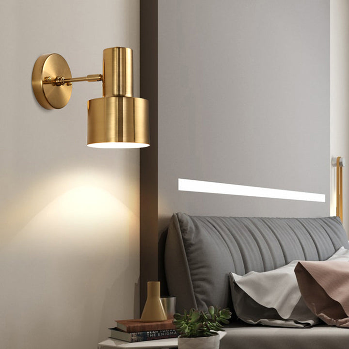 Skørter | Adjustable 1 Head Mini Wall Lamp Simple Gold Finish Iron Round Wall Spotlight, 5"/5.5" Wide