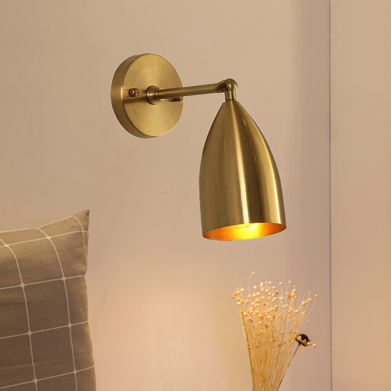 Skørter | 4"/7.5"/12" W 1 Bulb Wall Lamp Modern Style Tapered/Drum/Oval Brass Indoor Wall-Mounted Lighting in Gold