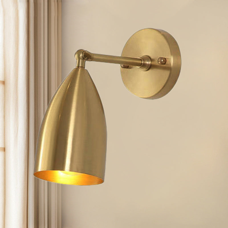 Skørter | 4"/7.5"/12" W 1 Bulb Wall Lamp Modern Style Tapered/Drum/Oval Brass Indoor Wall-Mounted Lighting in Gold