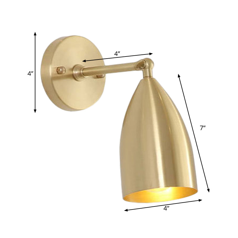 Skørter | 4"/7.5"/12" W 1 Bulb Wall Lamp Modern Style Tapered/Drum/Oval Brass Indoor Wall-Mounted Lighting in Gold