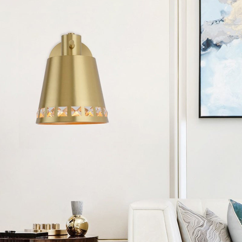 Skørter | 4"/7.5"/12" W 1 Bulb Wall Lamp Modern Style Tapered/Drum/Oval Brass Indoor Wall-Mounted Lighting in Gold