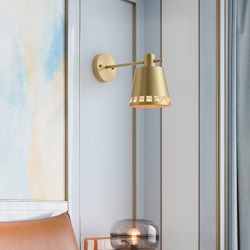 Skørter | 4"/7.5"/12" W 1 Bulb Wall Lamp Modern Style Tapered/Drum/Oval Brass Indoor Wall-Mounted Lighting in Gold