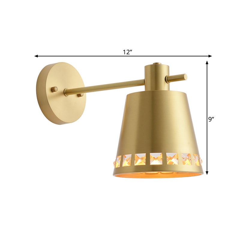 Skørter | 4"/7.5"/12" W 1 Bulb Wall Lamp Modern Style Tapered/Drum/Oval Brass Indoor Wall-Mounted Lighting in Gold