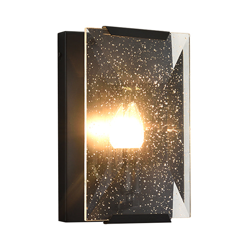 Skørter | Metal Rectangle Wall Lamp Light Minimalist 1 Head Black/Brass Finish Wall Lighting with Clear/Frosted Crystal Panel Shade