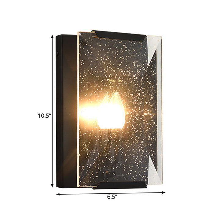 Skørter | Metal Rectangle Wall Lamp Light Minimalist 1 Head Black/Brass Finish Wall Lighting with Clear/Frosted Crystal Panel Shade