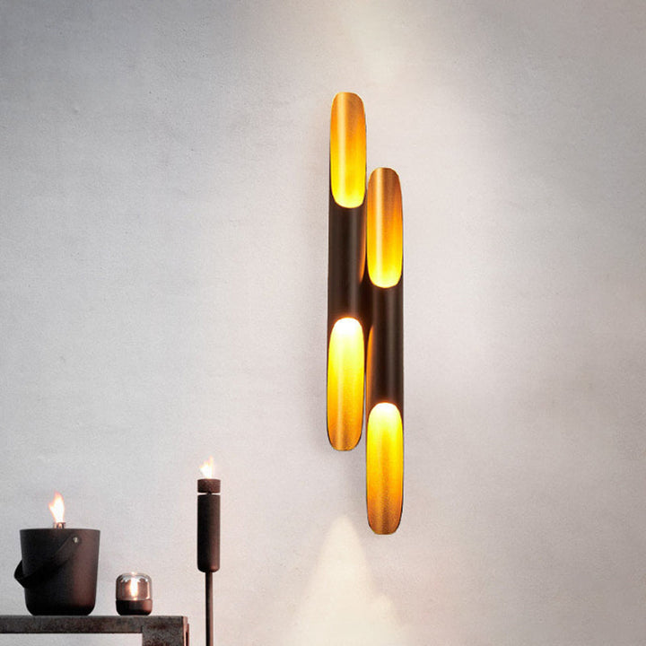Lisslune | 23.5"/27.5" Width Pipe Wall Light Modern Metallic 1/2-Light Black Wall Lighting for Living Room