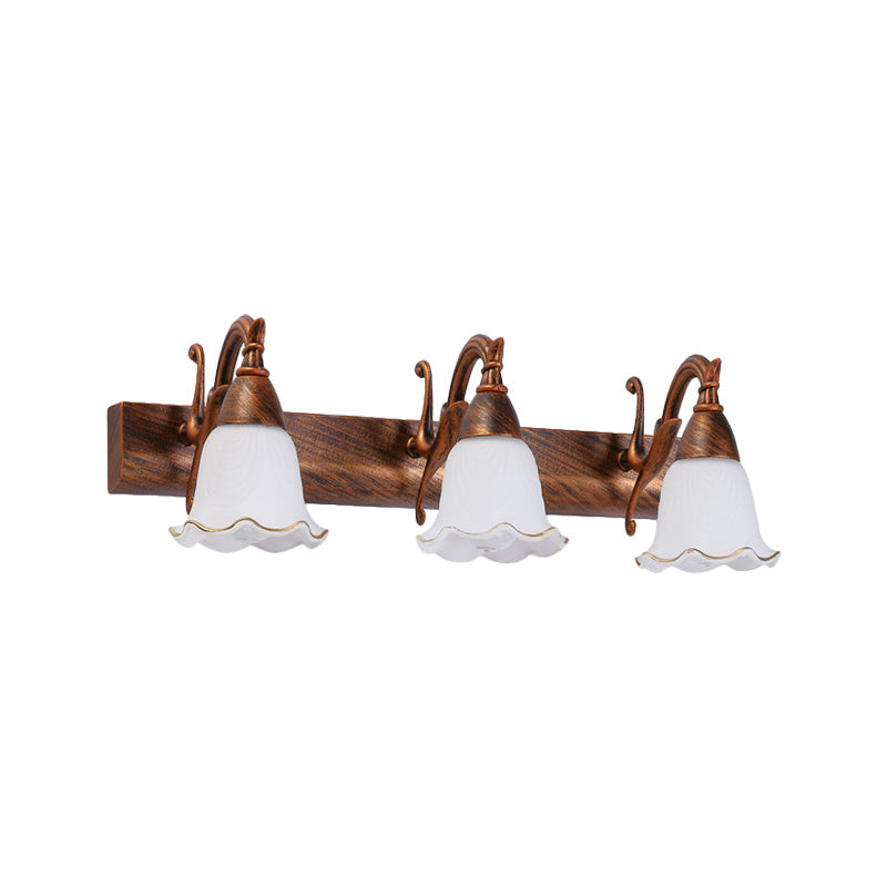 Skørter | 1/2/3-Head Wall Lamp Traditional Style Petal Shade Frosted Glass and Metal Wall Lamp in Copper/White