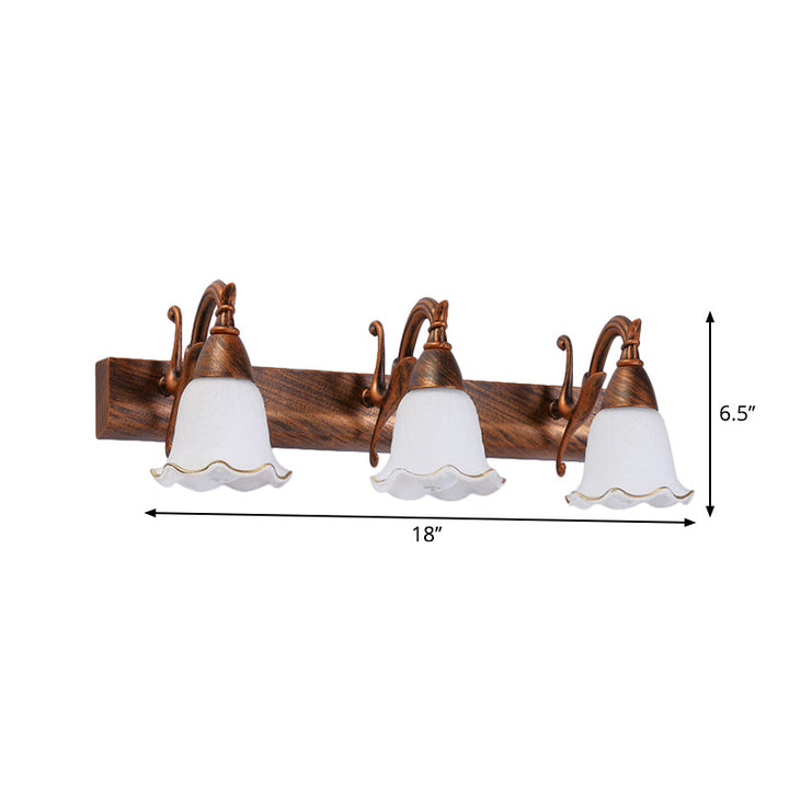 Skørter | 1/2/3-Head Wall Lamp Traditional Style Petal Shade Frosted Glass and Metal Wall Lamp in Copper/White