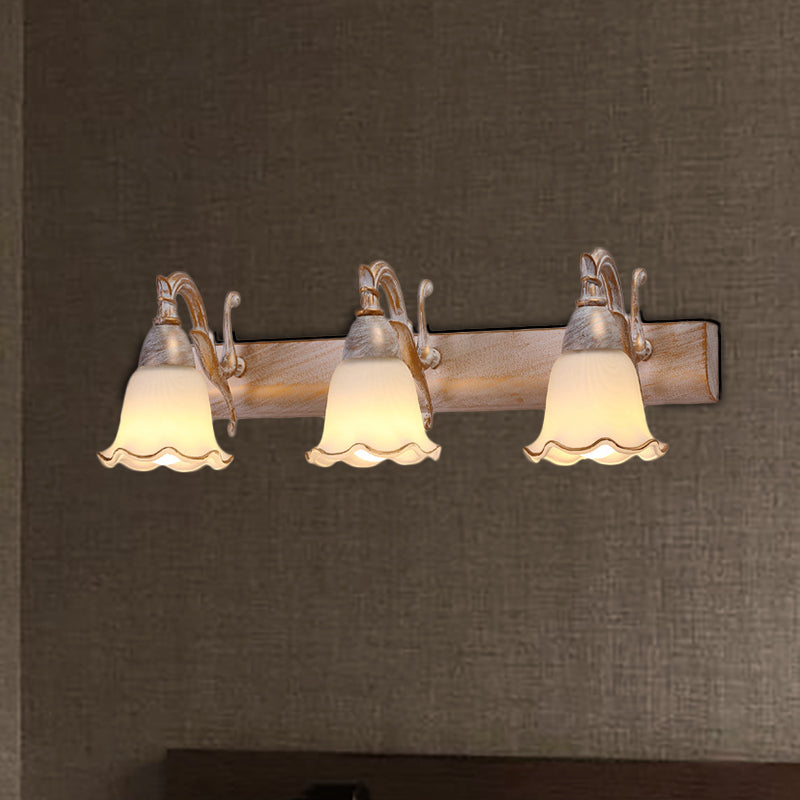 Skørter | 1/2/3-Head Wall Lamp Traditional Style Petal Shade Frosted Glass and Metal Wall Lamp in Copper/White