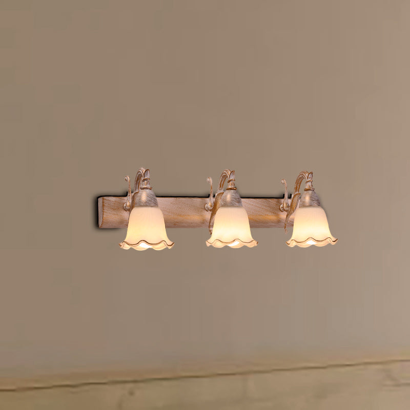 Skørter | 1/2/3-Head Wall Lamp Traditional Style Petal Shade Frosted Glass and Metal Wall Lamp in Copper/White