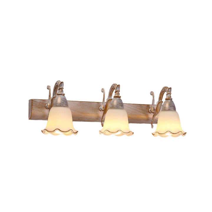 Skørter | 1/2/3-Head Wall Lamp Traditional Style Petal Shade Frosted Glass and Metal Wall Lamp in Copper/White