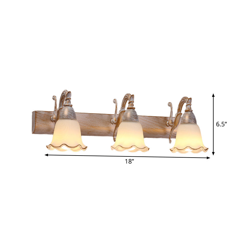 Skørter | 1/2/3-Head Wall Lamp Traditional Style Petal Shade Frosted Glass and Metal Wall Lamp in Copper/White
