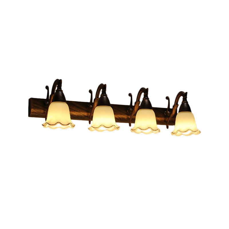 Skørter | 1/2/3-Head Wall Lamp Traditional Style Petal Shade Frosted Glass and Metal Wall Lamp in Copper/White