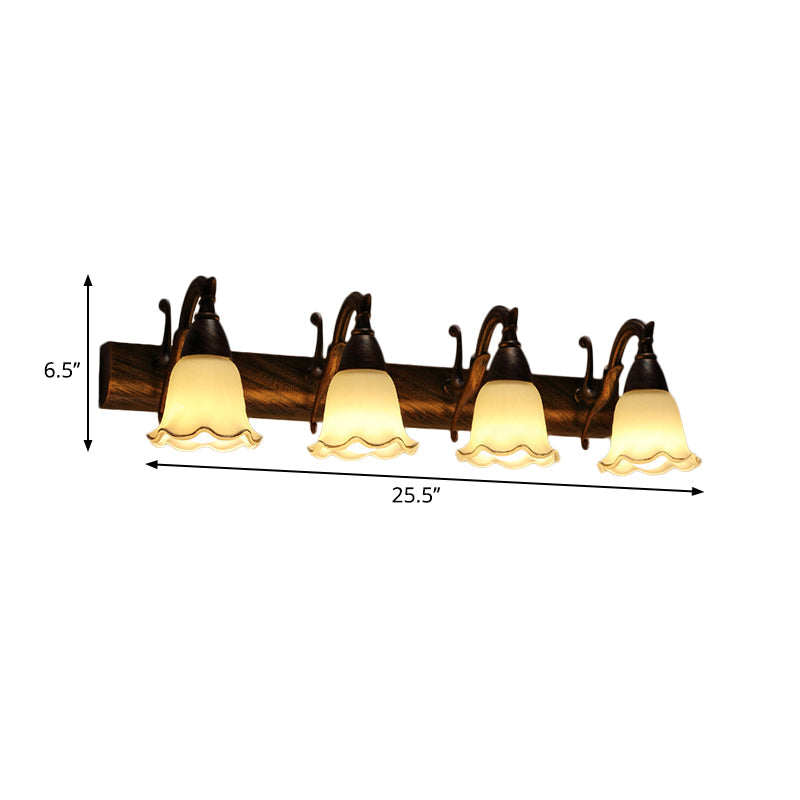 Skørter | 1/2/3-Head Wall Lamp Traditional Style Petal Shade Frosted Glass and Metal Wall Lamp in Copper/White