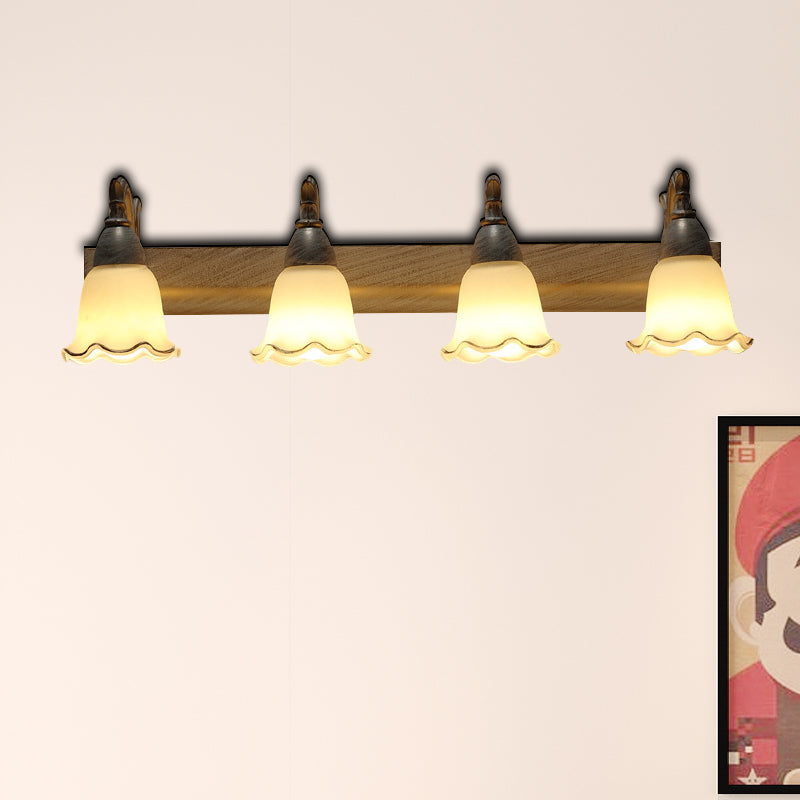 Skørter | 1/2/3-Head Wall Lamp Traditional Style Petal Shade Frosted Glass and Metal Wall Lamp in Copper/White