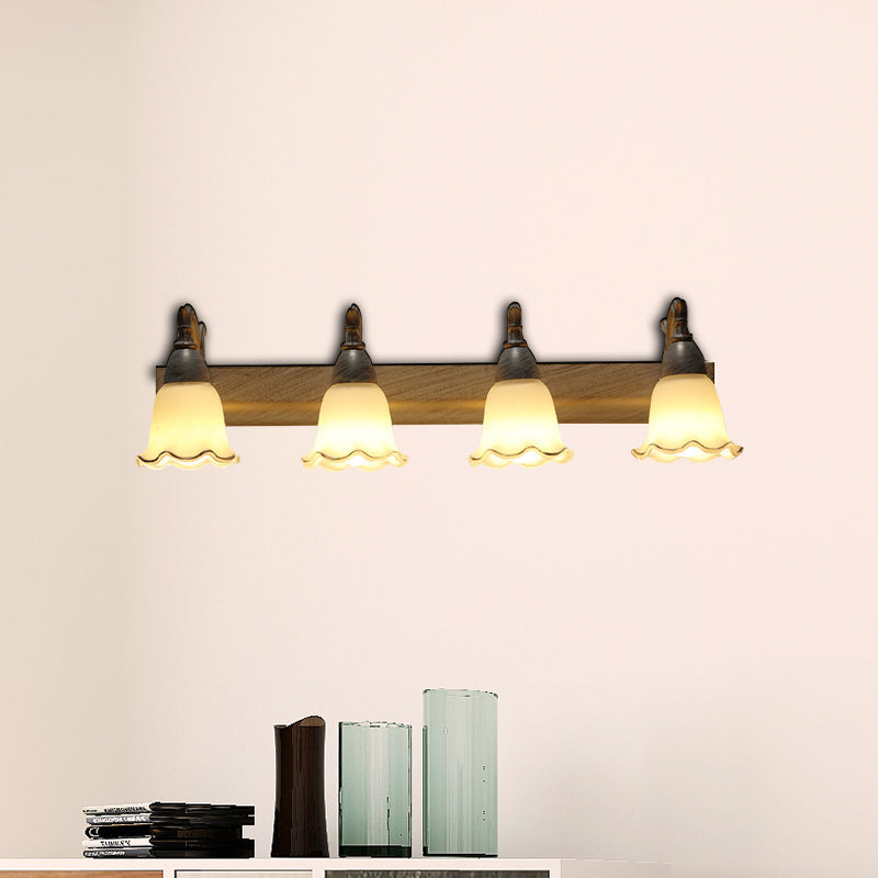 Skørter | 1/2/3-Head Wall Lamp Traditional Style Petal Shade Frosted Glass and Metal Wall Lamp in Copper/White