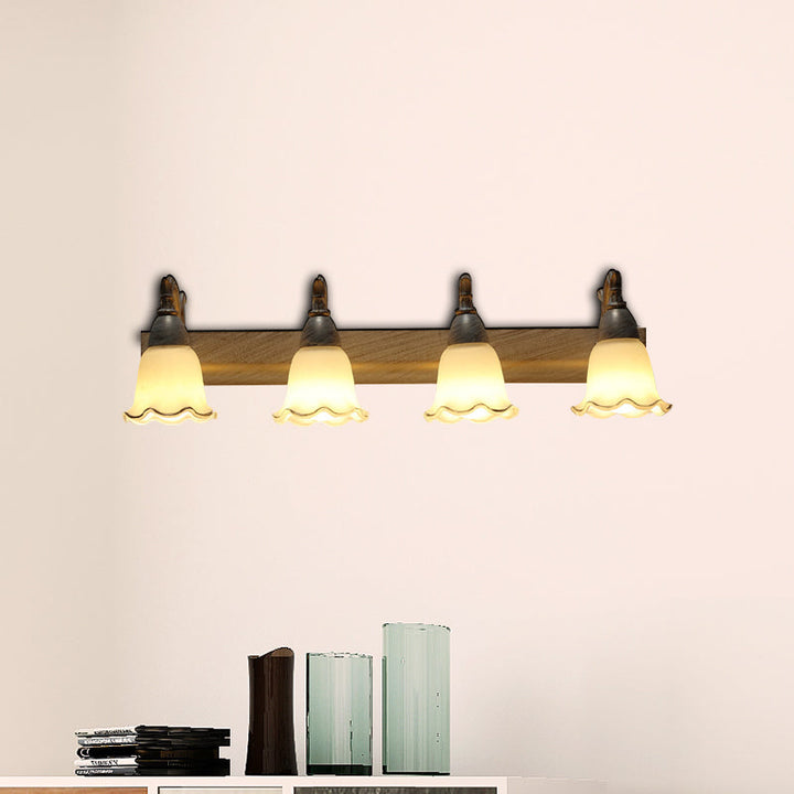 Skørter | 1/2/3-Head Wall Lamp Traditional Style Petal Shade Frosted Glass and Metal Wall Lamp in Copper/White