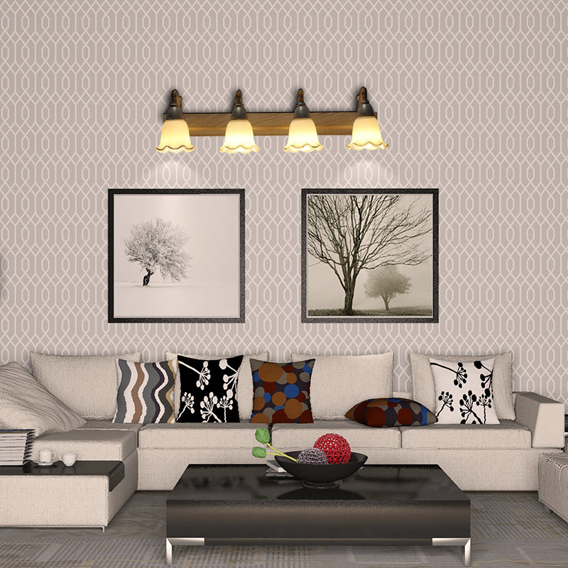 Skørter | 1/2/3-Head Wall Lamp Traditional Style Petal Shade Frosted Glass and Metal Wall Lamp in Copper/White