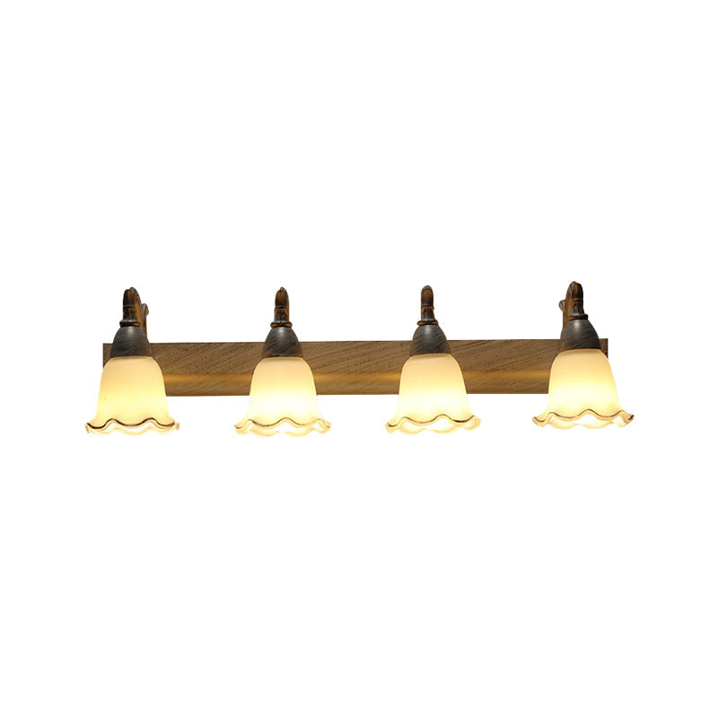 Skørter | 1/2/3-Head Wall Lamp Traditional Style Petal Shade Frosted Glass and Metal Wall Lamp in Copper/White