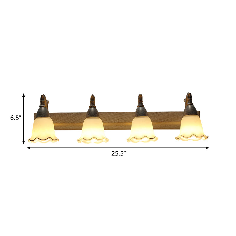 Skørter | 1/2/3-Head Wall Lamp Traditional Style Petal Shade Frosted Glass and Metal Wall Lamp in Copper/White