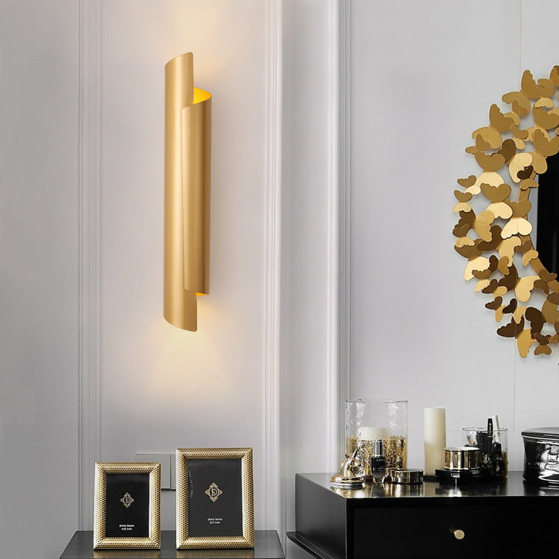 Skørter | Black/White/Gold curved wall lamp modernist iron 2-light wall sconce, 16"/21.5"/29.5" wide