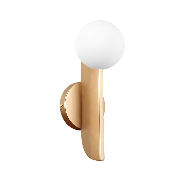 Skørter | Simple Ball Shape Wall Lamp Matte White Glass 1 Light Gold Wall Mount Light
