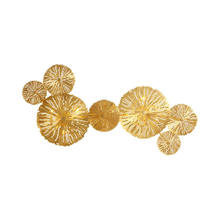 Skørter | 3/6/7 Heads Brass Wall Mount Light Asian Style Gold Finish Etched Lotus Leaf Wall Light Wall Lamp