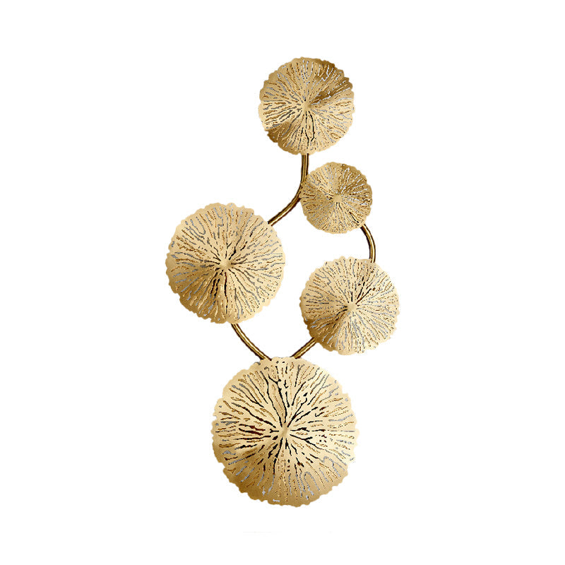 Skørter | 19.5"/23.5"/28" Width 5/6/8-Light Lotus Leaf Wall Lamp Art Deco Gold Finish Stainless Steel Flush Wall Lamp