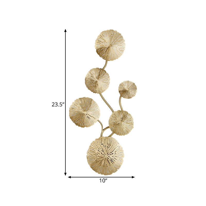 Skørter | 19.5"/23.5"/28" Width 5/6/8-Light Lotus Leaf Wall Lamp Art Deco Gold Finish Stainless Steel Flush Wall Lamp