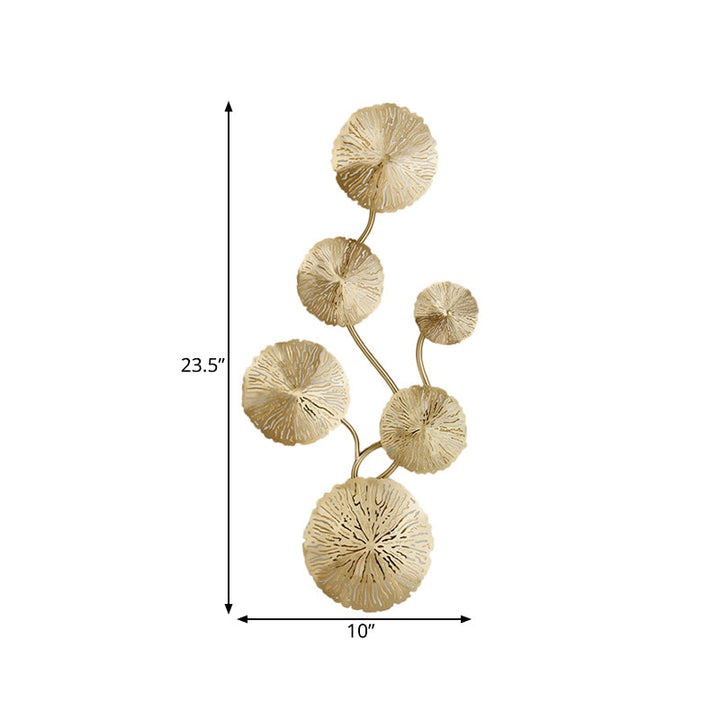 Skørter | 19.5"/23.5"/28" Width 5/6/8-Light Lotus Leaf Wall Lamp Art Deco Gold Finish Stainless Steel Flush Wall Lamp
