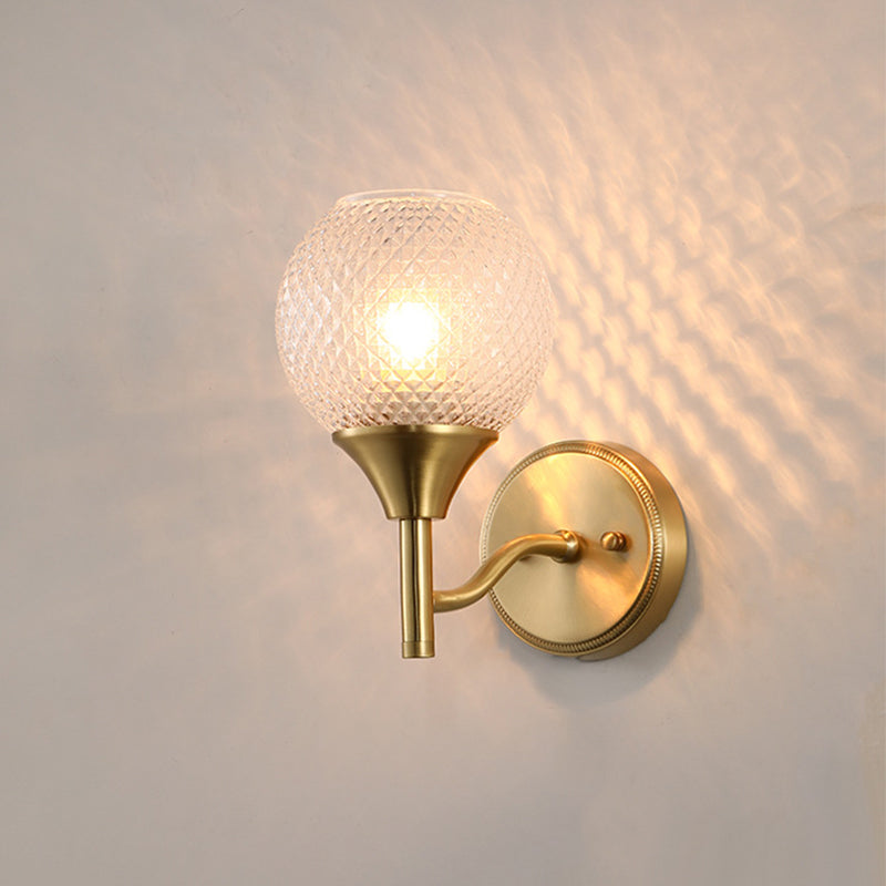 Lisslune | Spherical prism glass wall lamp minimalist single light brass wall lamp