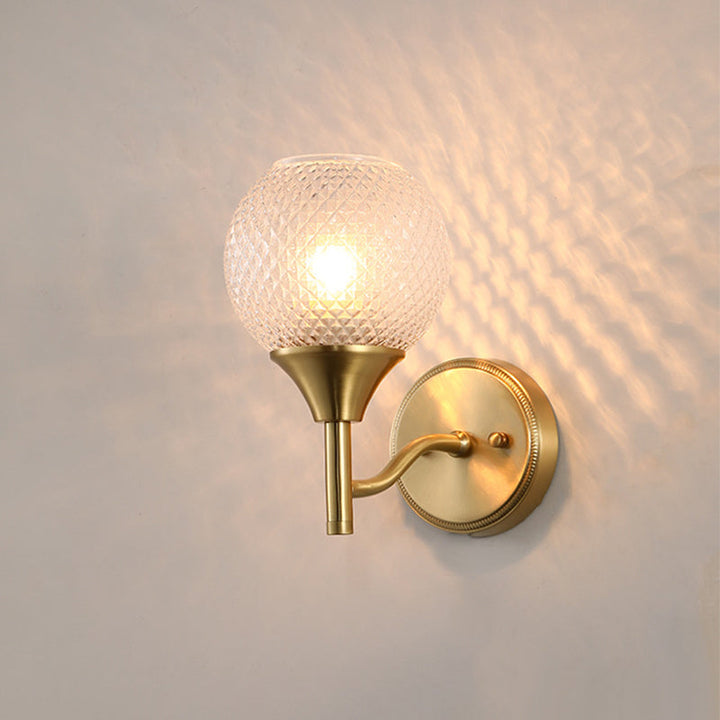 Lisslune | Spherical prism glass wall lamp minimalist single light brass wall lamp