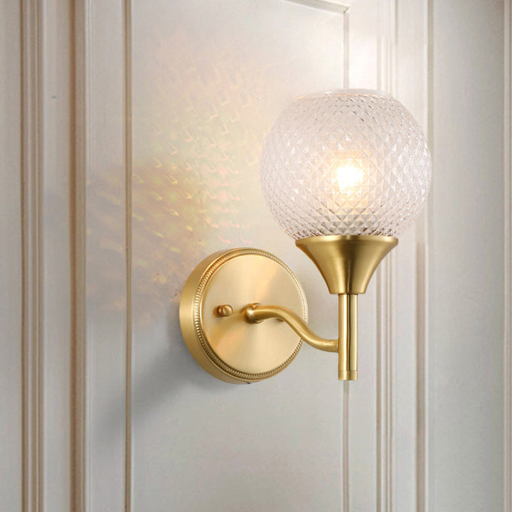 Lisslune | Spherical prism glass wall lamp minimalist single light brass wall lamp