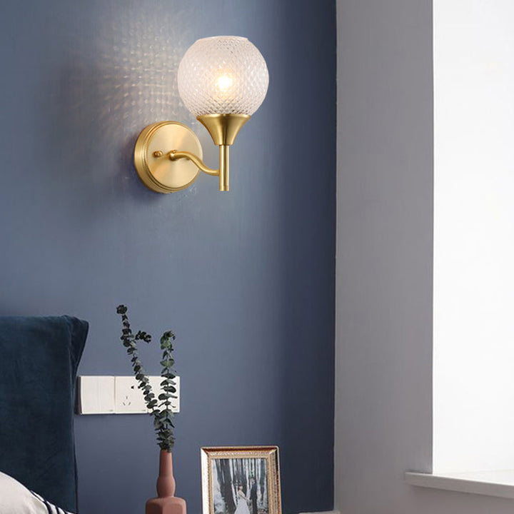 Lisslune | Spherical prism glass wall lamp minimalist single light brass wall lamp
