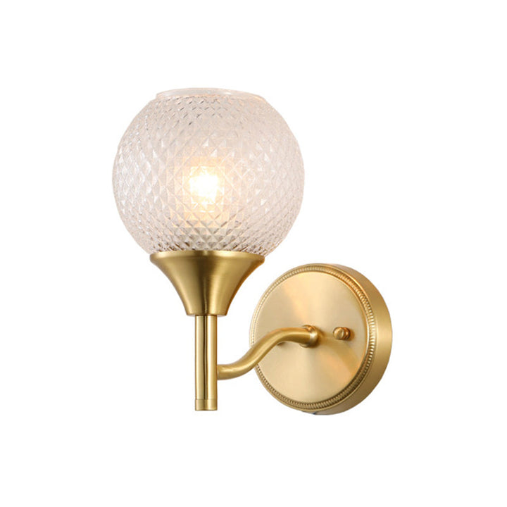 Lisslune | Spherical prism glass wall lamp minimalist single light brass wall lamp