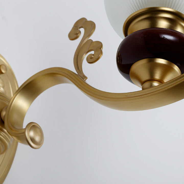 Skørter | 1/2-Bulb Sconces Light Fixture with Petal Shade Frosted Glass Traditional Stylish Bedroom Wall Mounted Light in Gold