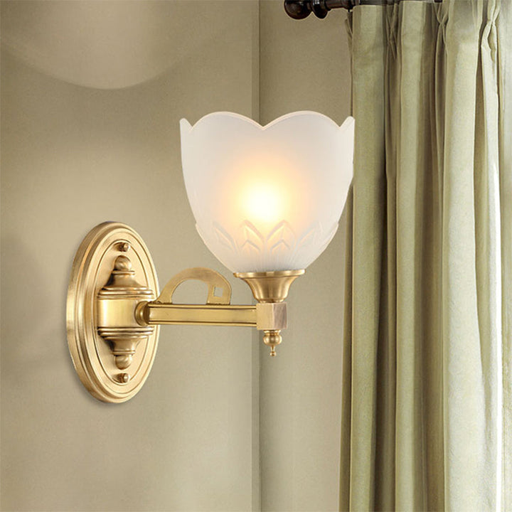 Skørter | Bell Shade Corridor Wall Mount Light Traditional Style Frosted Glass 1/2-Light Gold Finish Wall Lamp