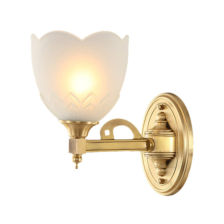 Skørter | Bell Shade Corridor Wall Mount Light Traditional Style Frosted Glass 1/2-Light Gold Finish Wall Lamp