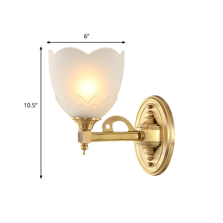 Skørter | Bell Shade Corridor Wall Mount Light Traditional Style Frosted Glass 1/2-Light Gold Finish Wall Lamp