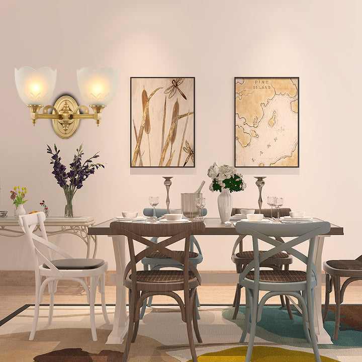 Skørter | Bell Shade Corridor Wall Mount Light Traditional Style Frosted Glass 1/2-Light Gold Finish Wall Lamp