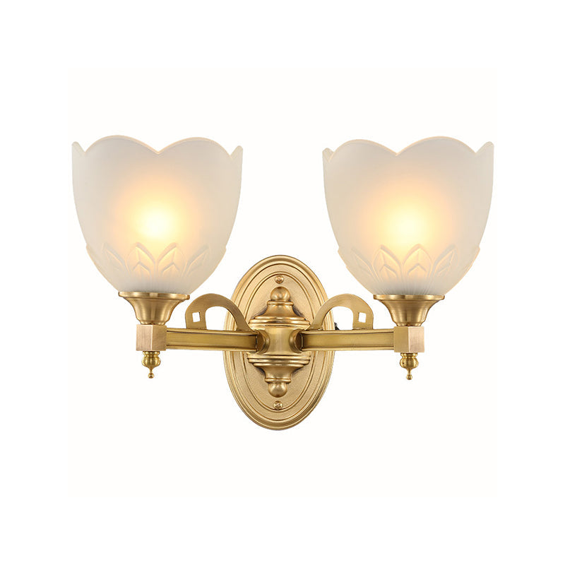Skørter | Bell Shade Corridor Wall Mount Light Traditional Style Frosted Glass 1/2-Light Gold Finish Wall Lamp