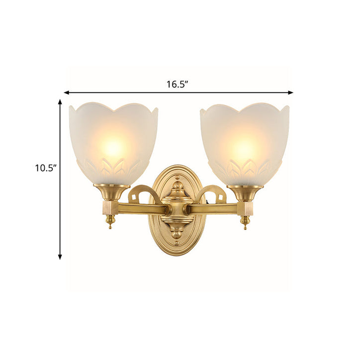 Skørter | Bell Shade Corridor Wall Mount Light Traditional Style Frosted Glass 1/2-Light Gold Finish Wall Lamp